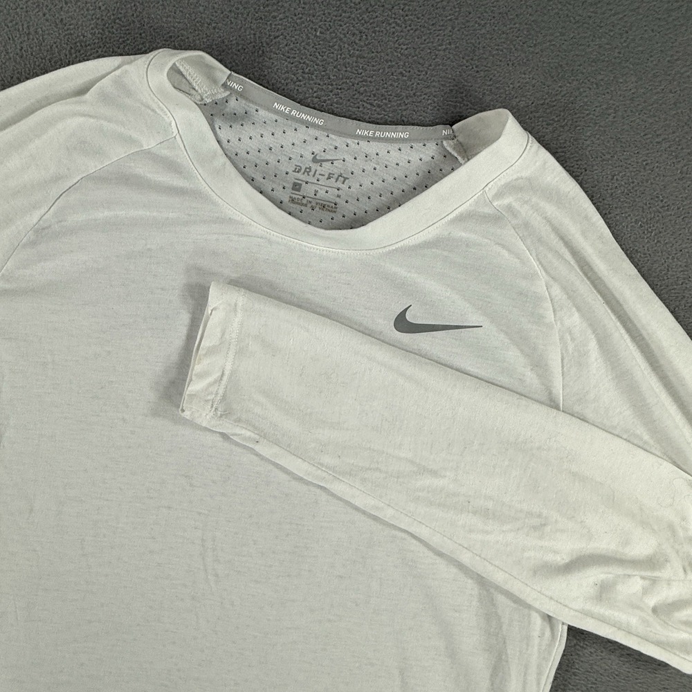 Nike Running Dri Fit Long Sleeve Shirt Womens Medium Reflective White 519833-646